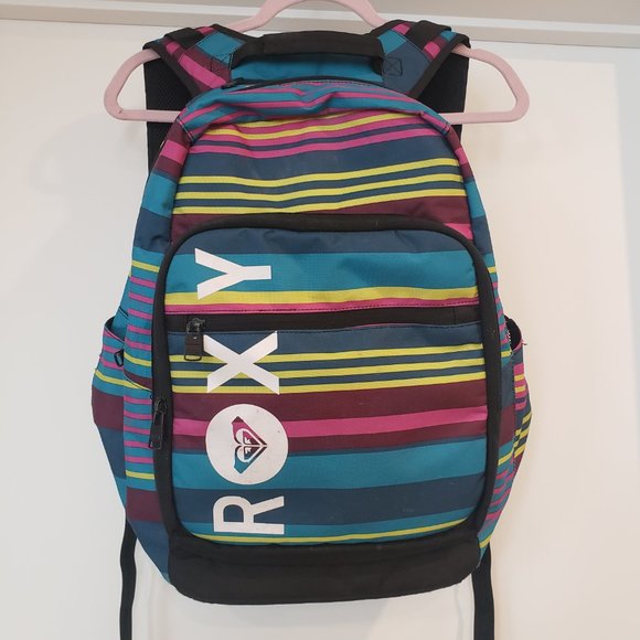 ROXY - Backpack Stripe Turquoise Pink and Yellow - unisex - Picture 2 of 15